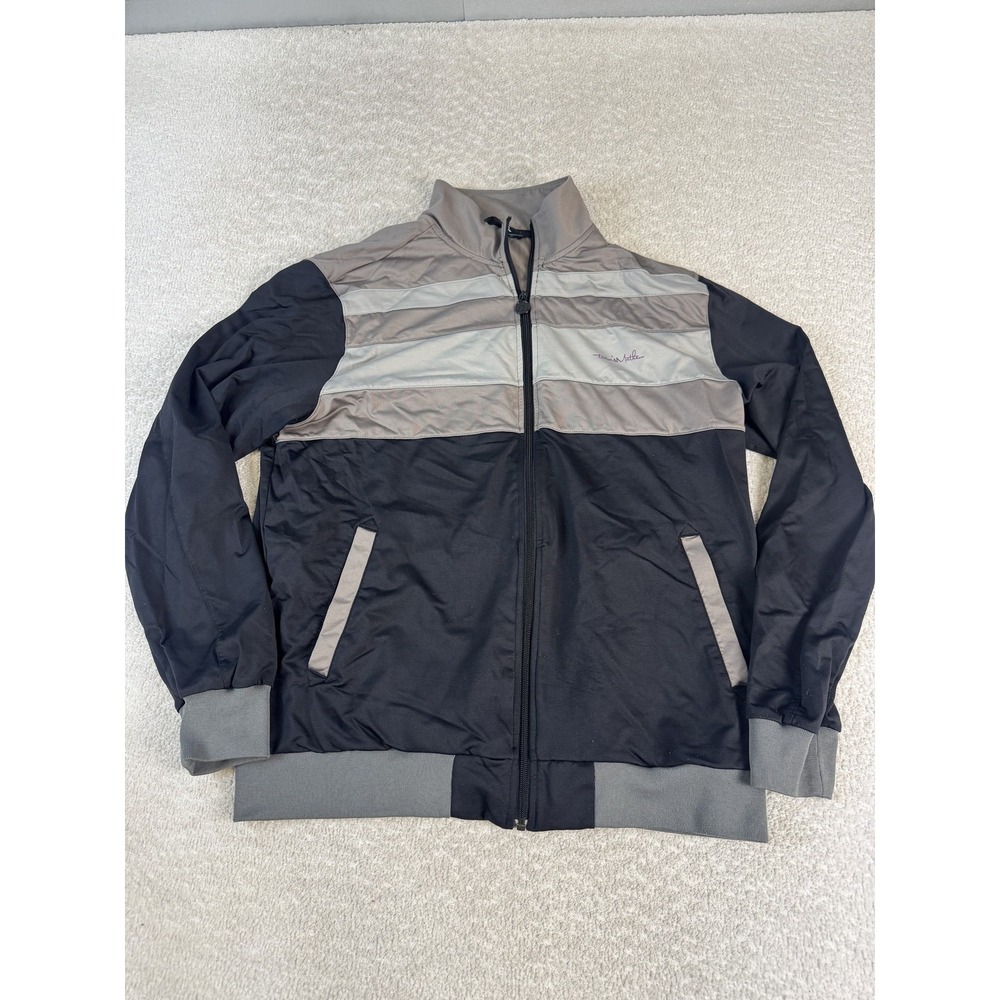 Travis Mathew Jacket Mens Large Black Gray Full Zip Athletic Casual Golf Nylon‎